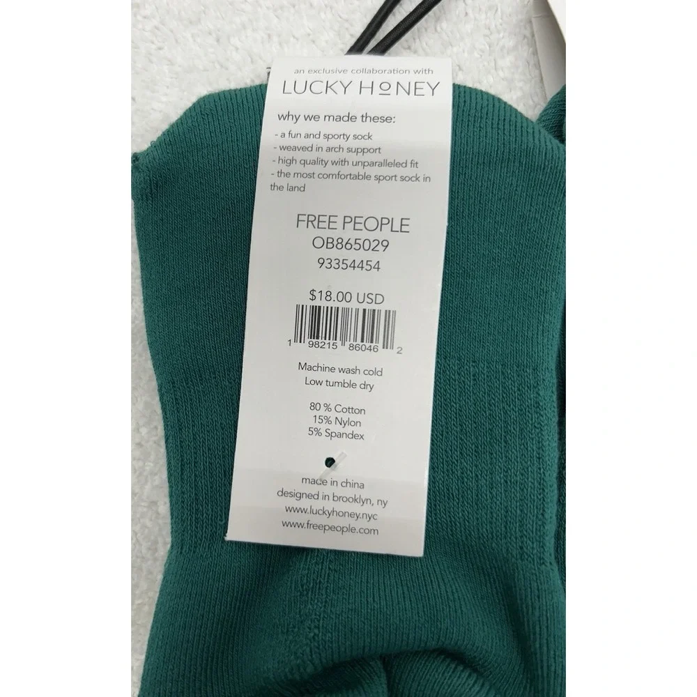 Free People Movement Womens Size OS Green Classic Ruffle Lucky Honey Ankle Socks